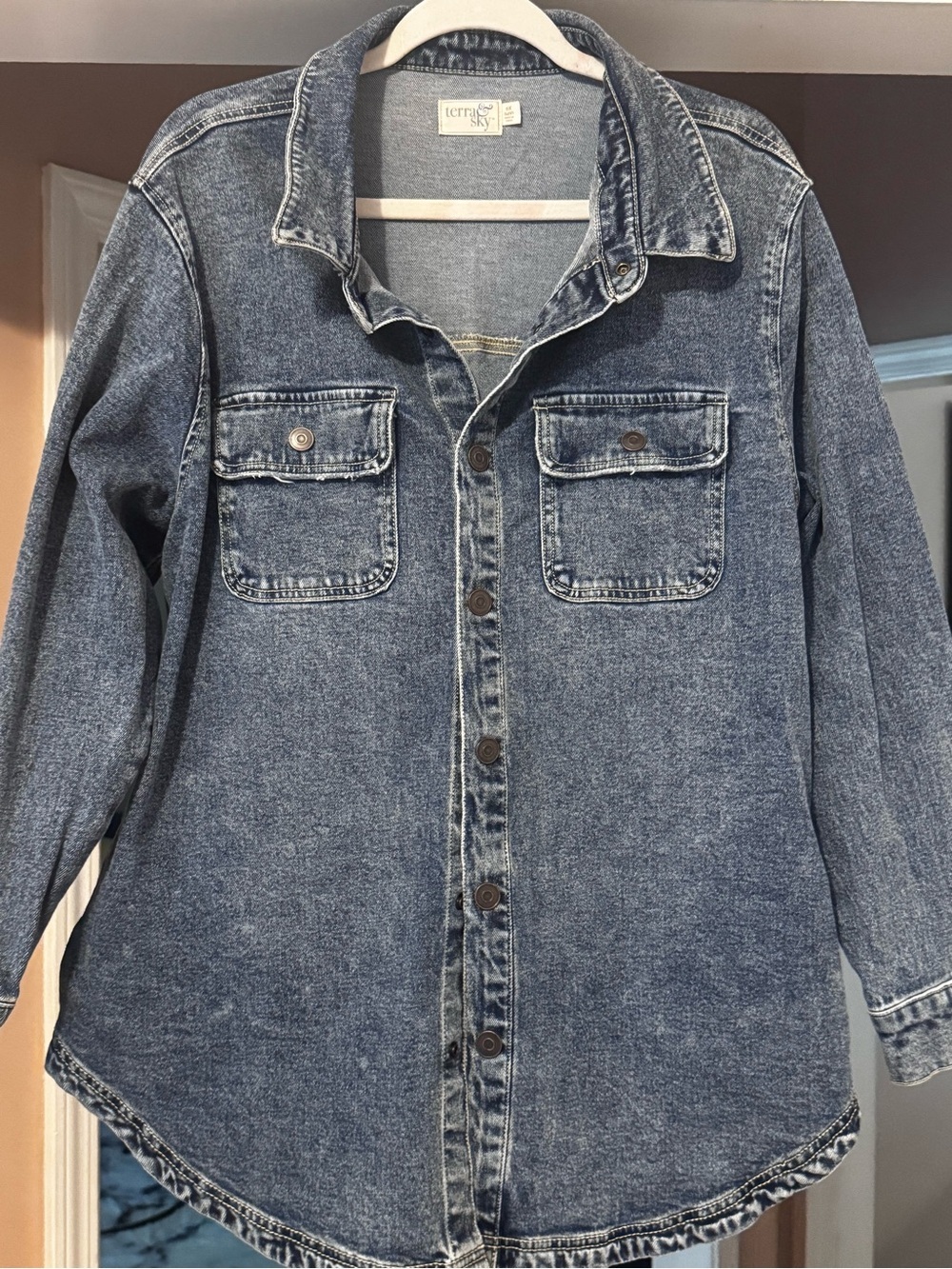 Terra & Sky 0X 14W Acid Wash Denim Snap Front Jacket